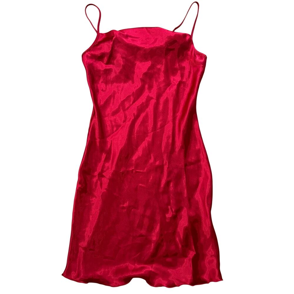 Bebe Y2K Red Spaghetti Strap Babydoll Nighty Slip Small Vintage -‎ Made in USA